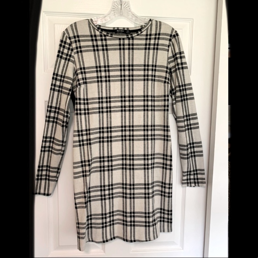 BERSHKA Plaid Longsleeve Dress